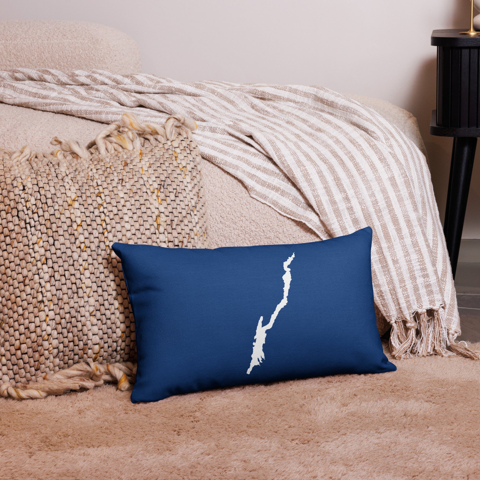 Cerulean Blue Lake George Throw Pillow in Various Sizes