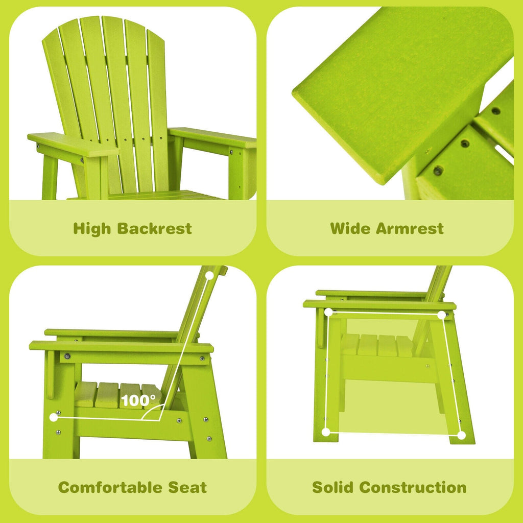 Kids' Adirondack Chair with Ergonomic Backrest — Green