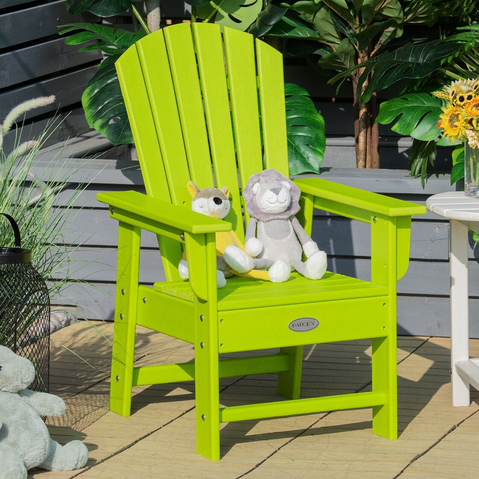 Kids' Adirondack Chair with Ergonomic Backrest — Green