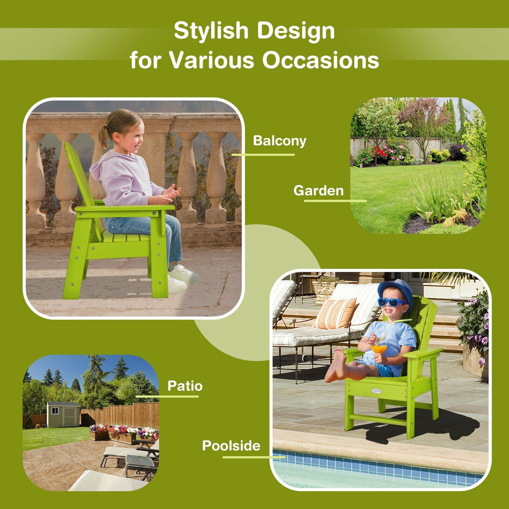Kids' Adirondack Chair with Ergonomic Backrest — Green