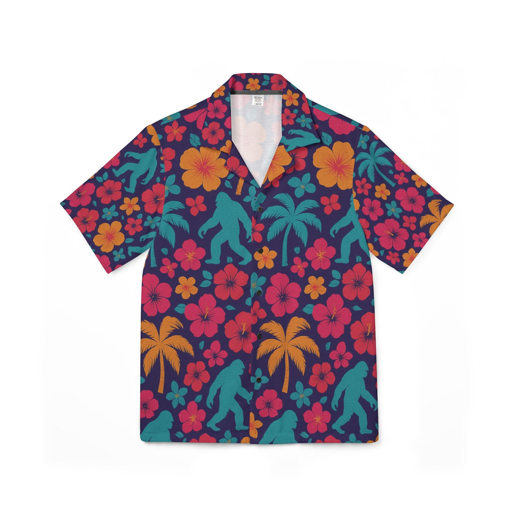 Bigfoot Hawaiian Shirt — Retro Tropical All-Over Print, Sasquatch Beachwear