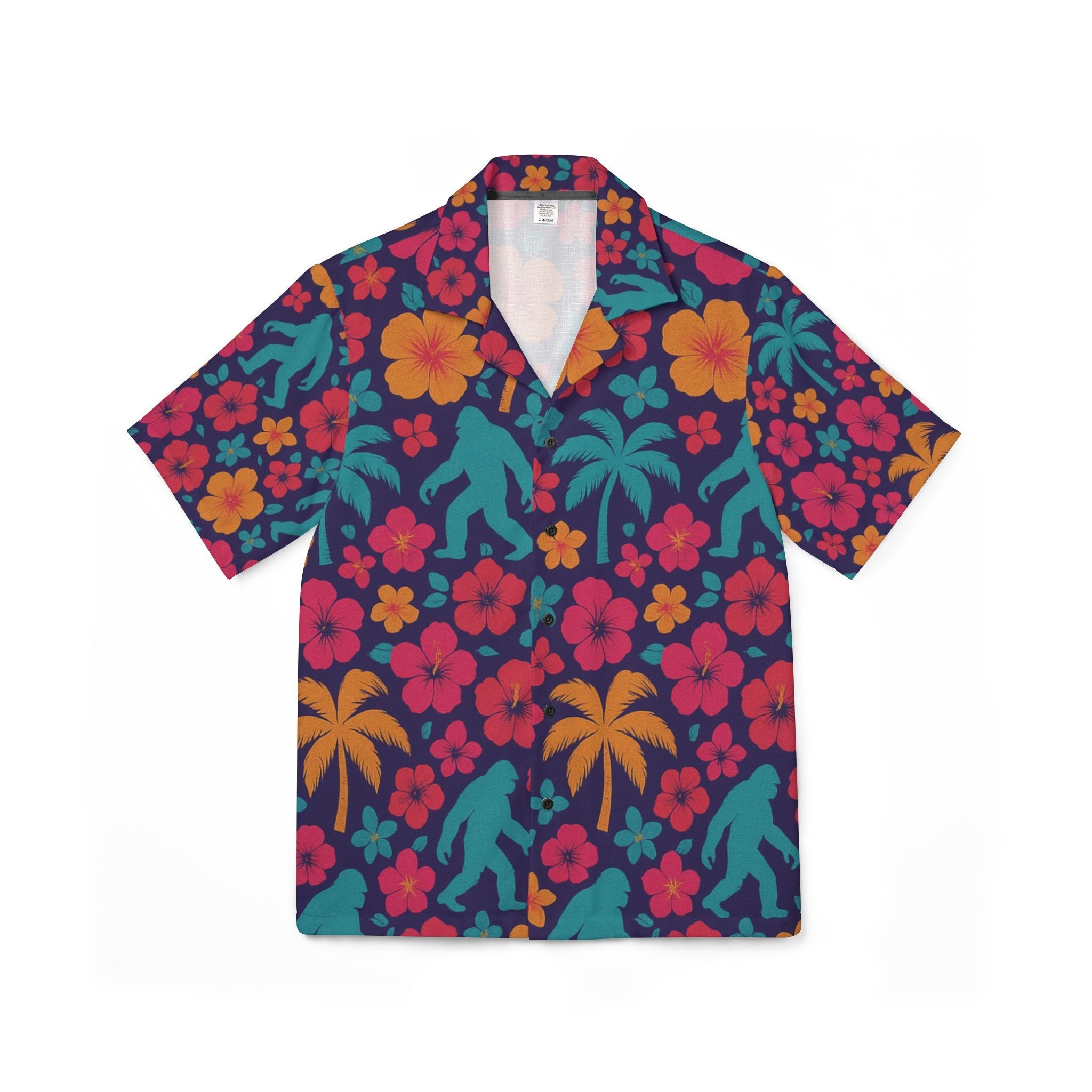Bigfoot Hawaiian Shirt — Retro Tropical All-Over Print, Sasquatch Beachwear