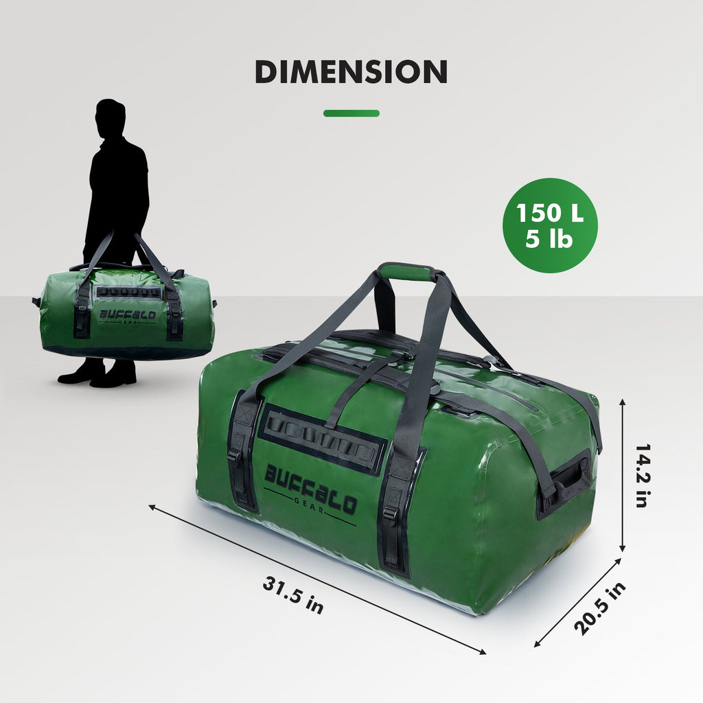 Waterproof Duffel Dry Bag — 159QT / 150L, 1000D Tarp, 3 Colors