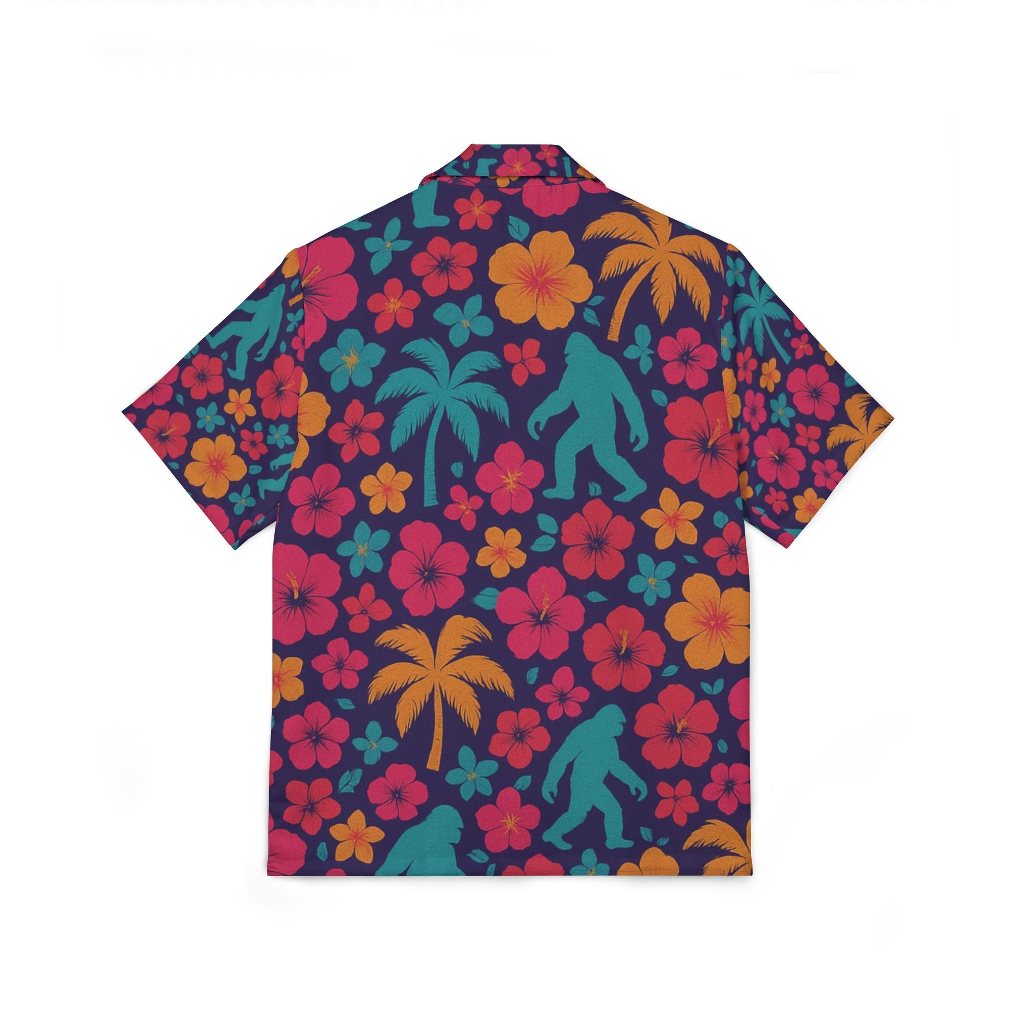 Bigfoot Hawaiian Shirt — Retro Tropical All-Over Print, Sasquatch Beachwear
