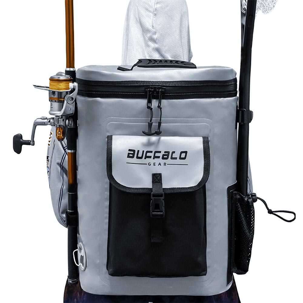 Buffalo Gear 21QT Fish Cooler Backpack — Waterproof Kill Bag with Rod Holders