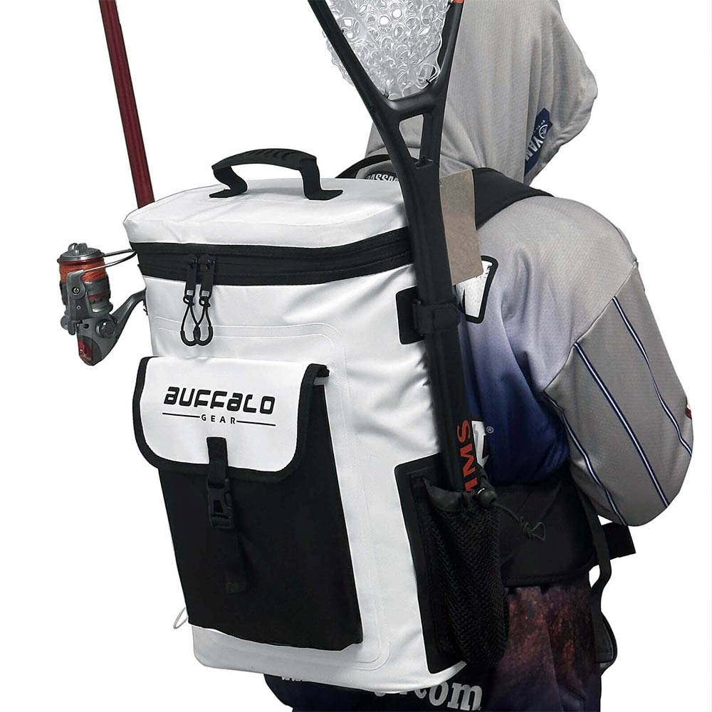Buffalo Gear 21QT Fish Cooler Backpack — Waterproof Kill Bag with Rod Holders