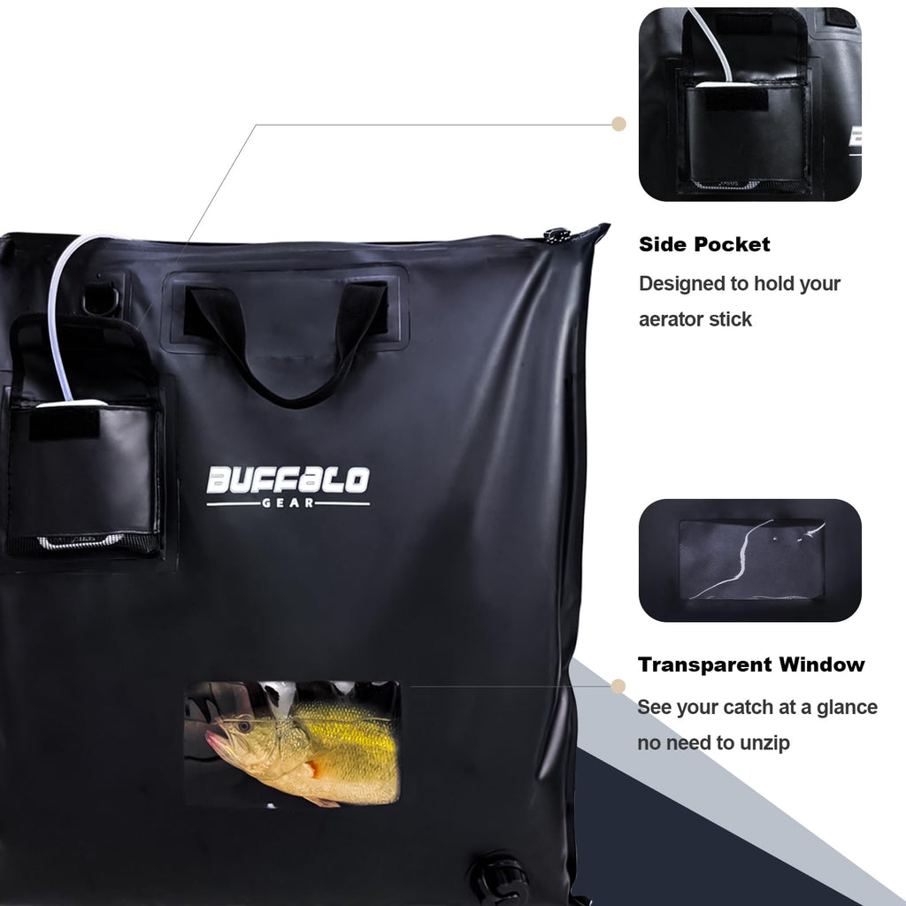 Waterproof Fish Bag with Aerator Pocket — 25", Live Bait & Tournament