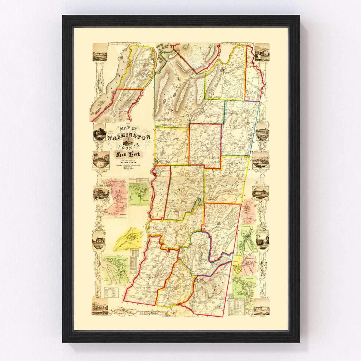 1853 Vintage Map Print of Washington County, New York Map Print