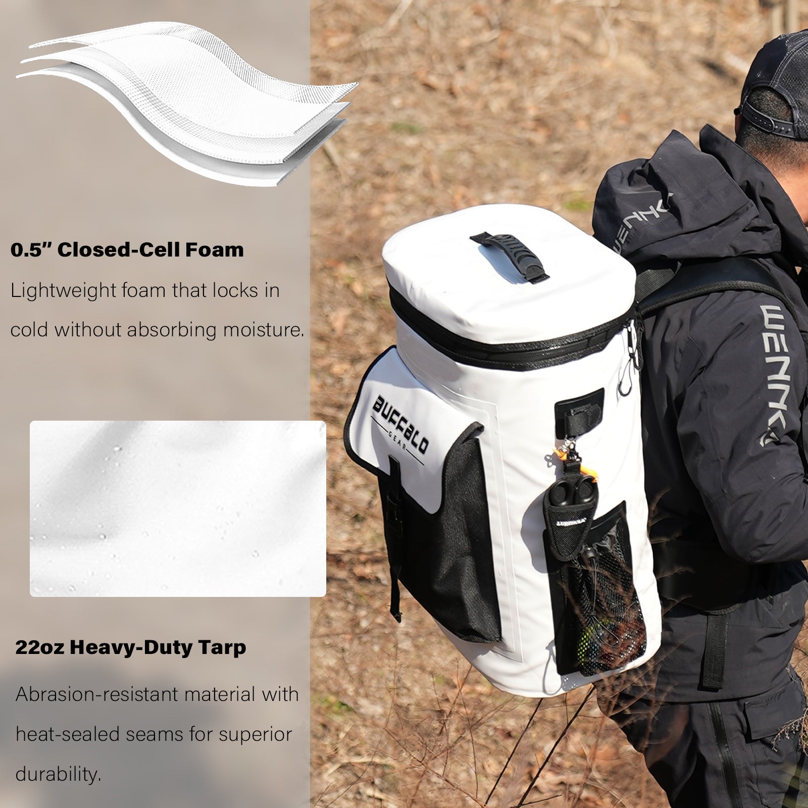 Fish Cooler Backpack — 31QT / 30L, 24–36hr Ice Retention, Rod Holders