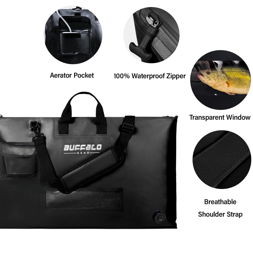 32" Waterproof Fish Bag with Aerator Pocket — Tournament & Live Bait