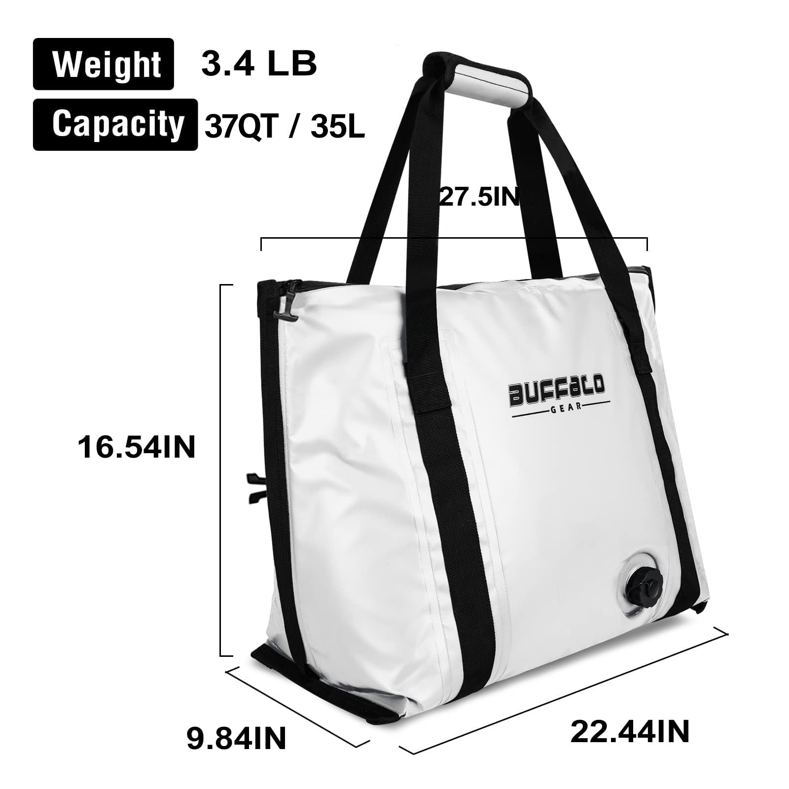Insulated Fish Cooler Bag with Flat Bottom — 37QT / 35L