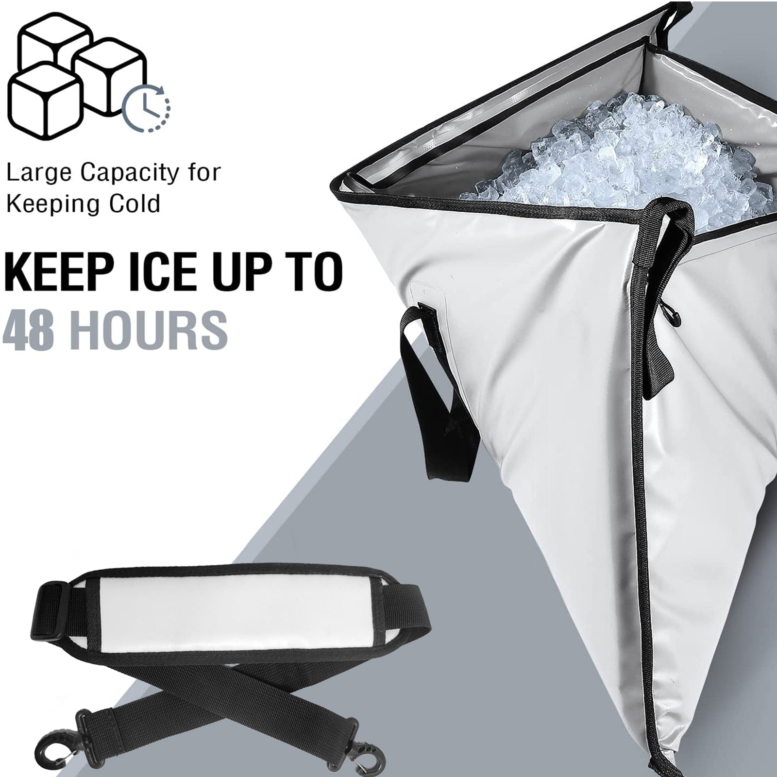 Insulated Fish Cooler Bag — 48×18", Airtight Zipper, 48hr Ice Retention