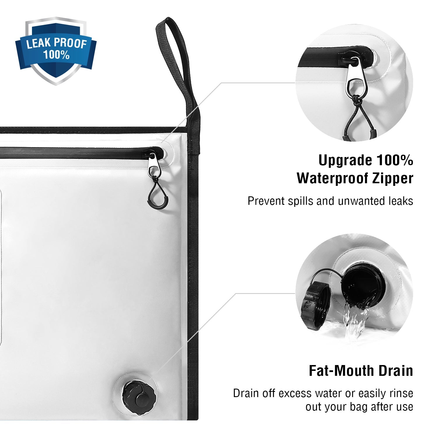 Insulated Fish Cooler Bag — 40×18", Airtight Zipper, 48hr Ice Retention