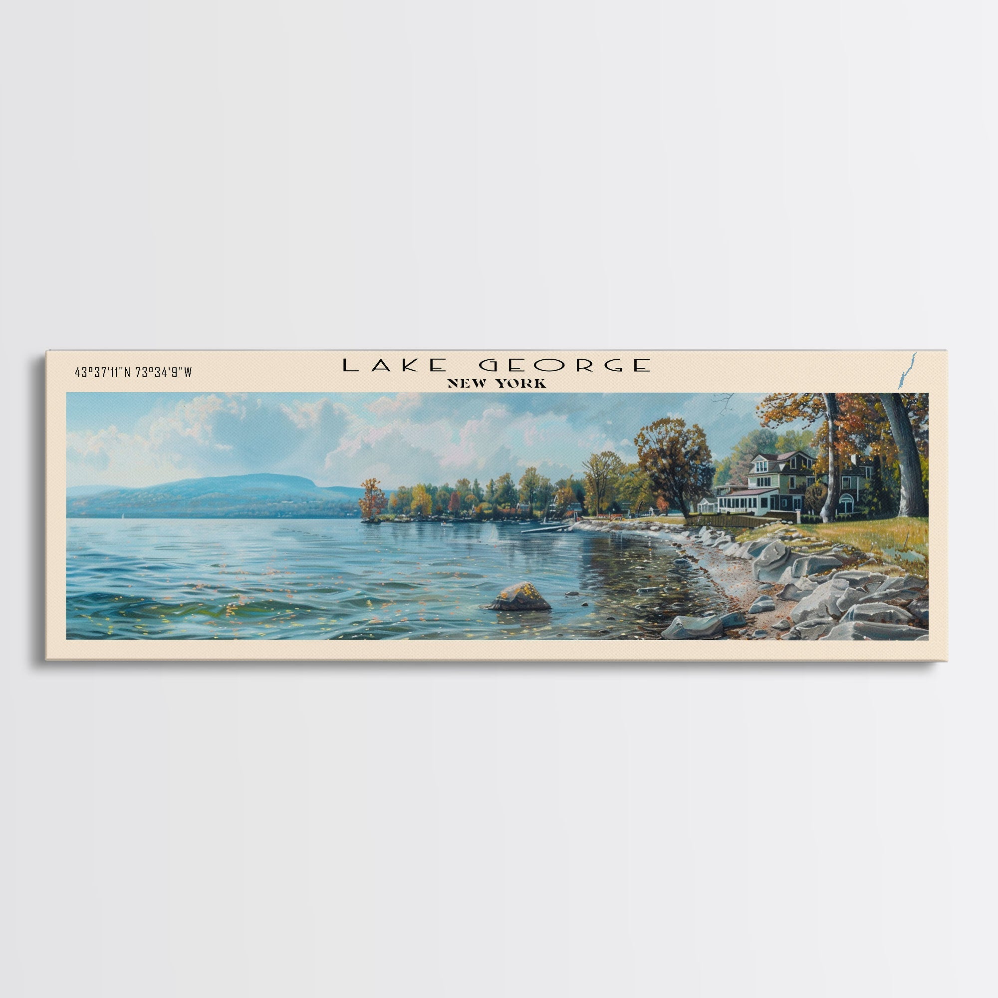 Lakeside painting - lake george new york
