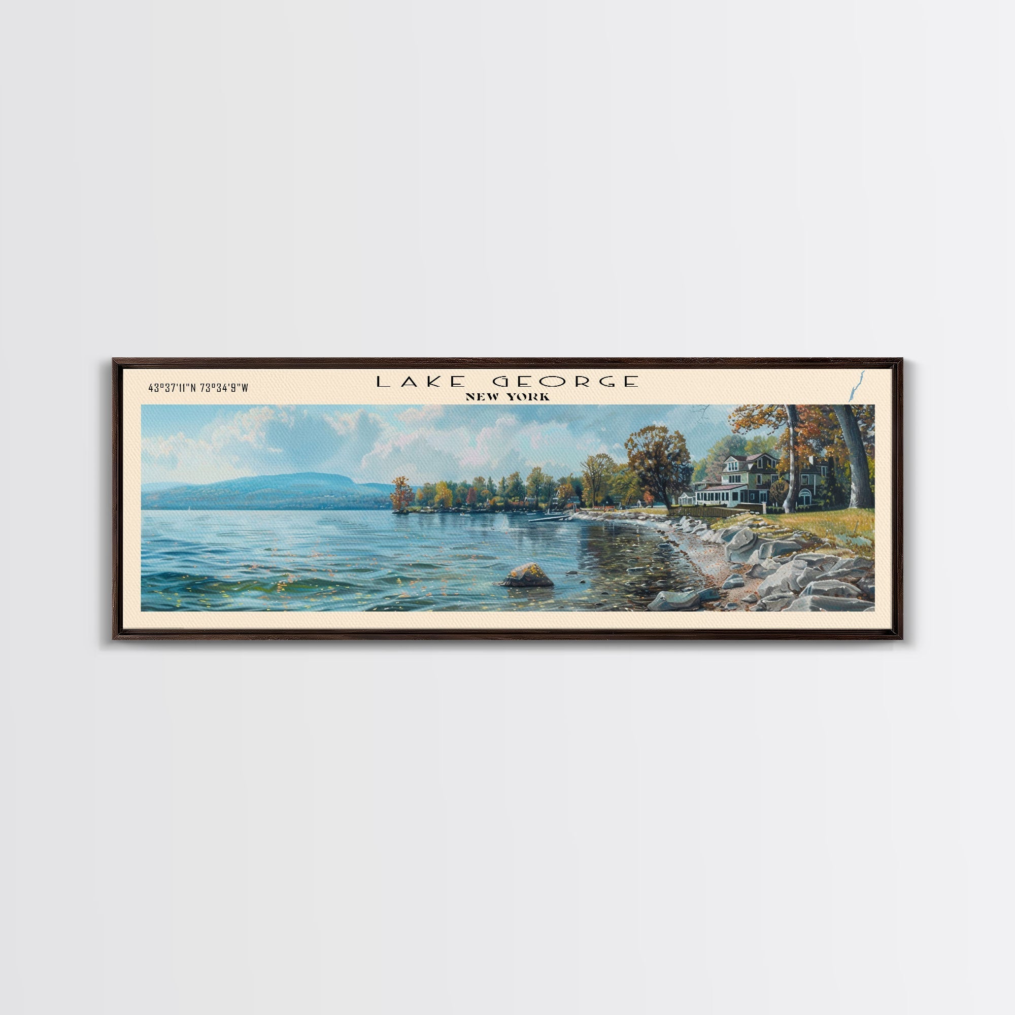 Lake George New York Panoramic Canvas Print — Framed Wall Art
