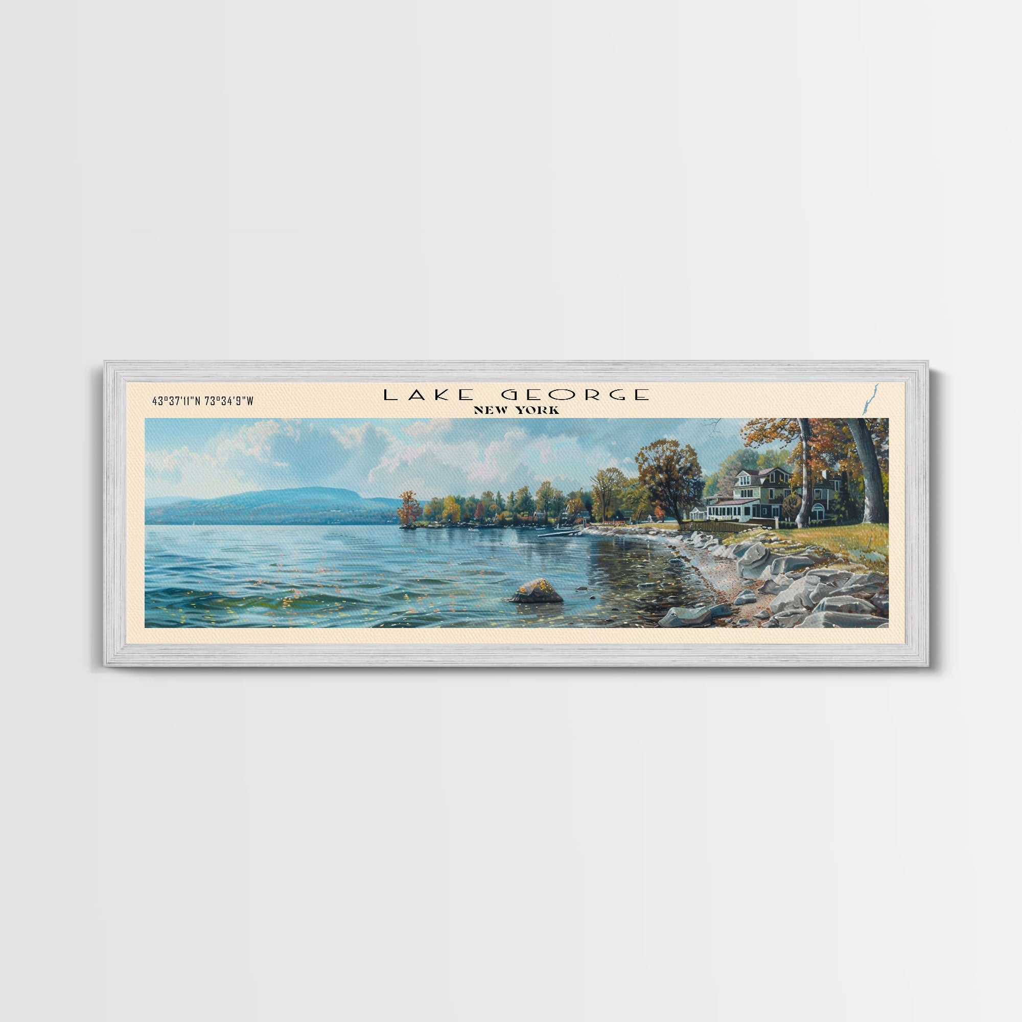 Lake George New York Panoramic Canvas Print — Framed Wall Art