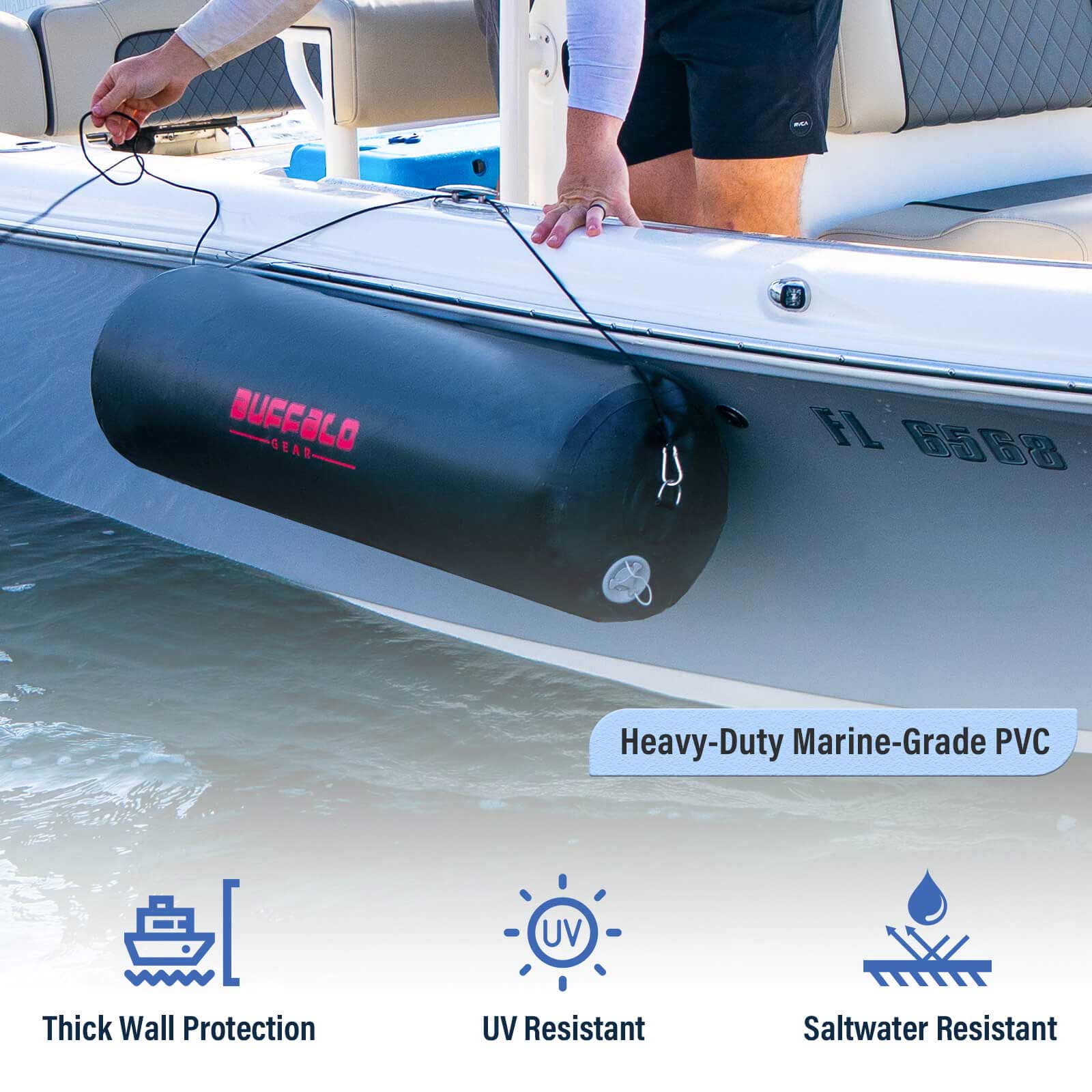 Inflatable Boat Fender with Electric Pump — 13×47.2", XL Marine-Grade PVC
