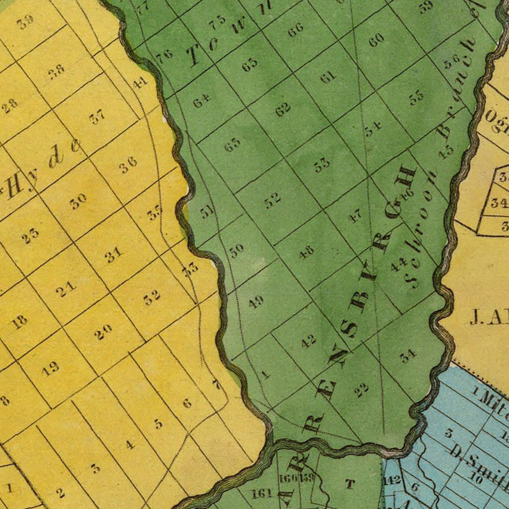 1829 Vintage Map Print Warren County, New York
