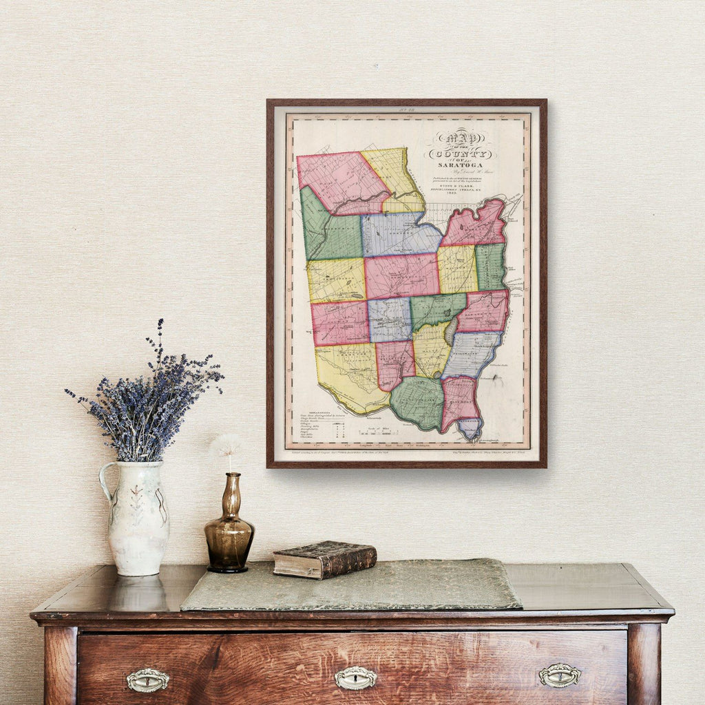 1840 Vintage Map Print Saratoga County, New York