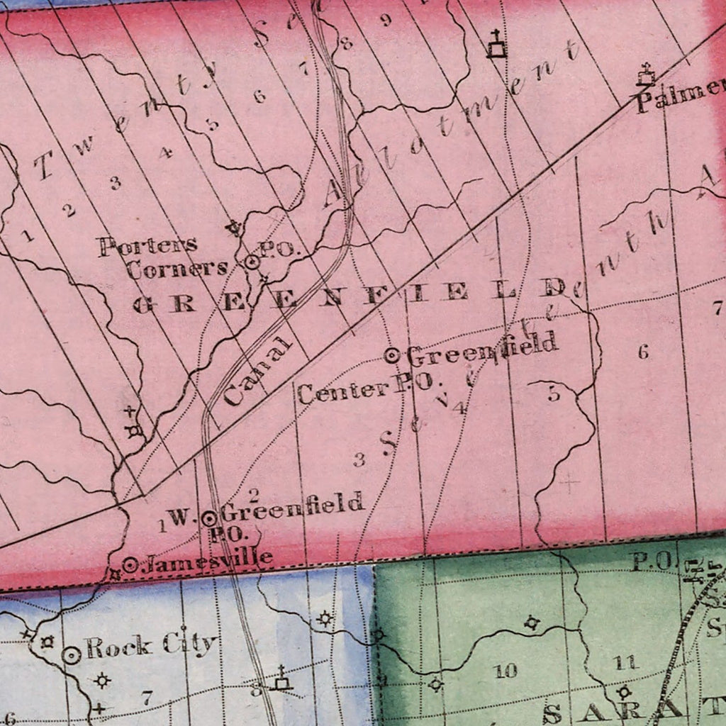 1840 Vintage Map Print Saratoga County, New York