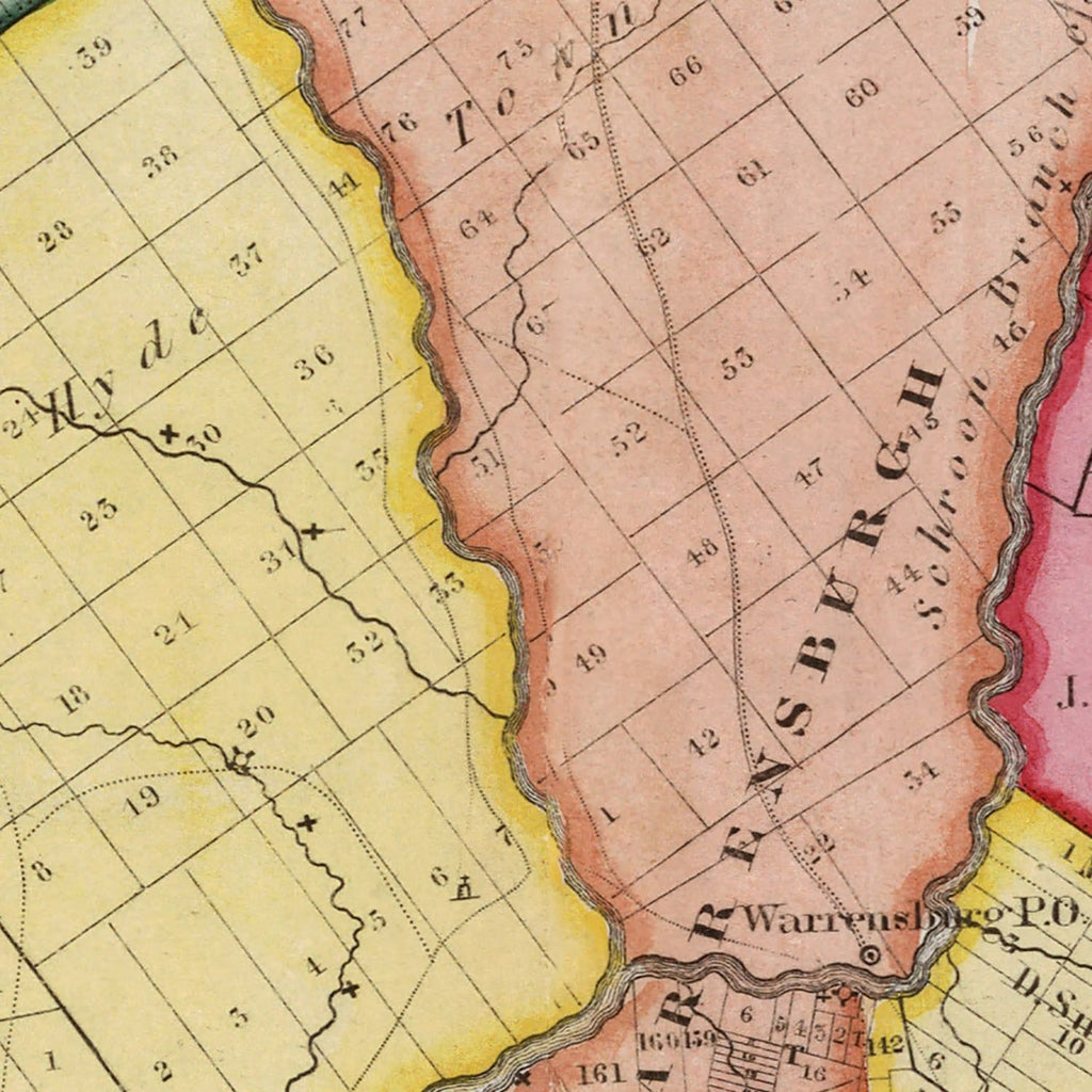Vintage Map of Warren County, New York — 1840