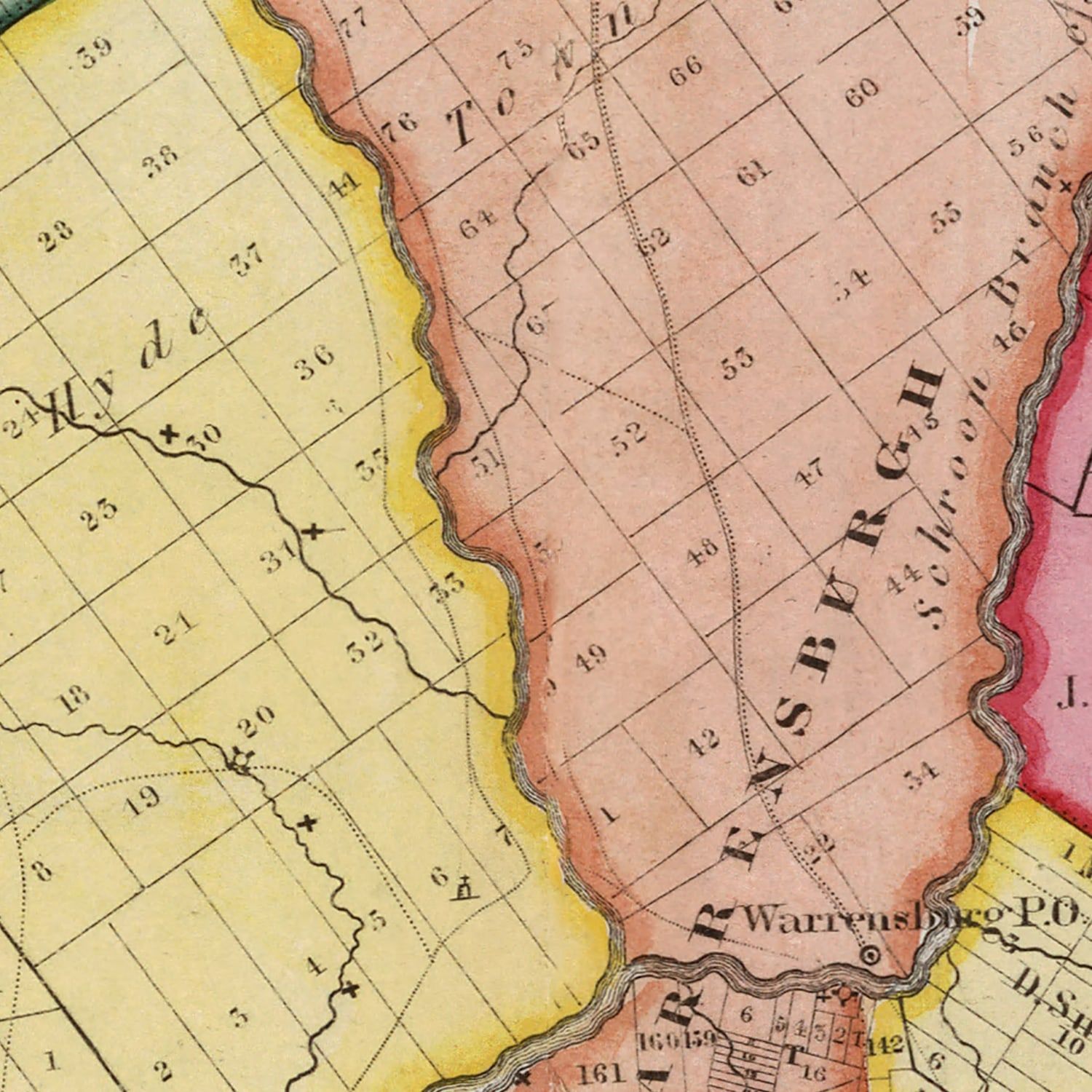 Vintage Map of Warren County, New York — 1840