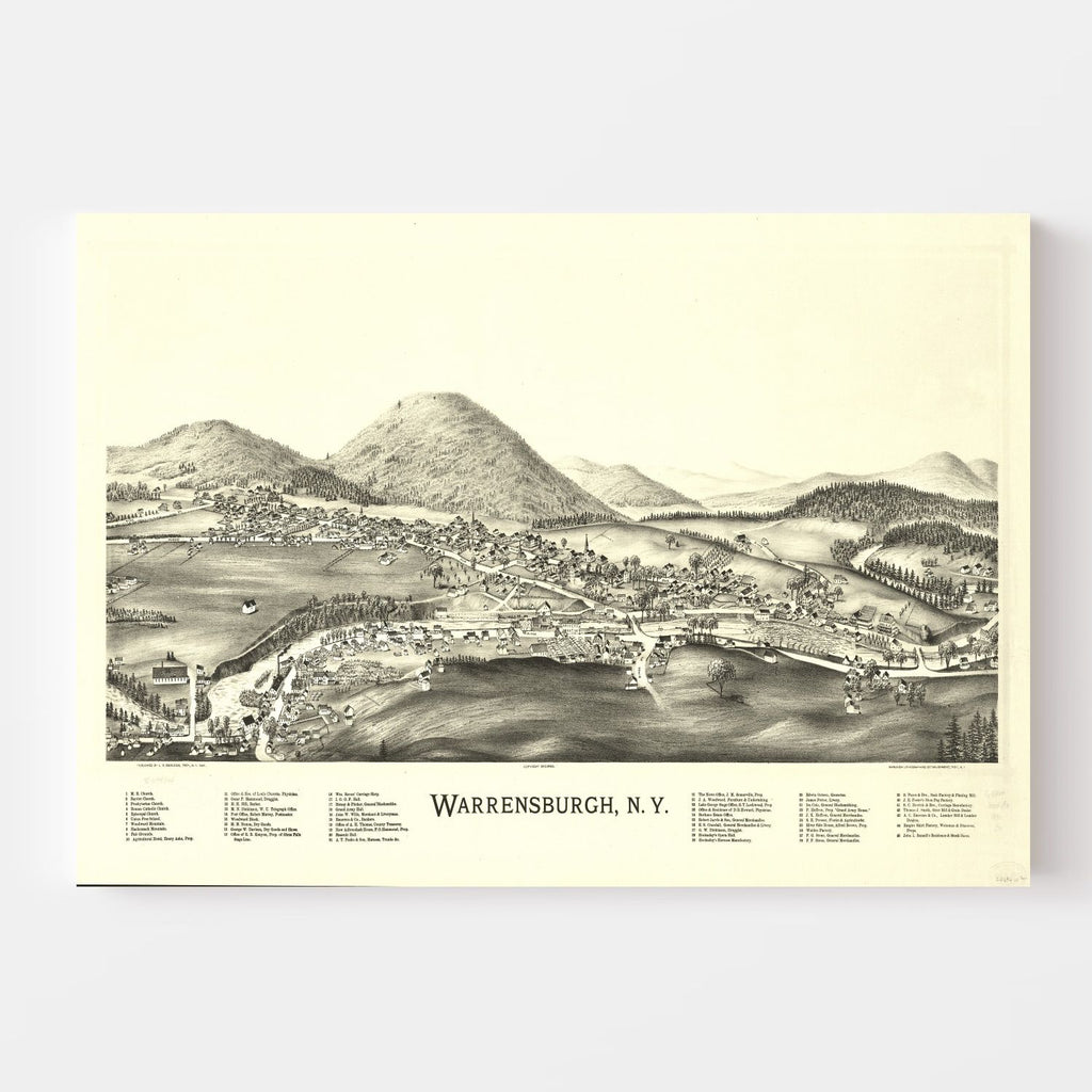 1891 Vintage Map Print Warrensburgh, New York