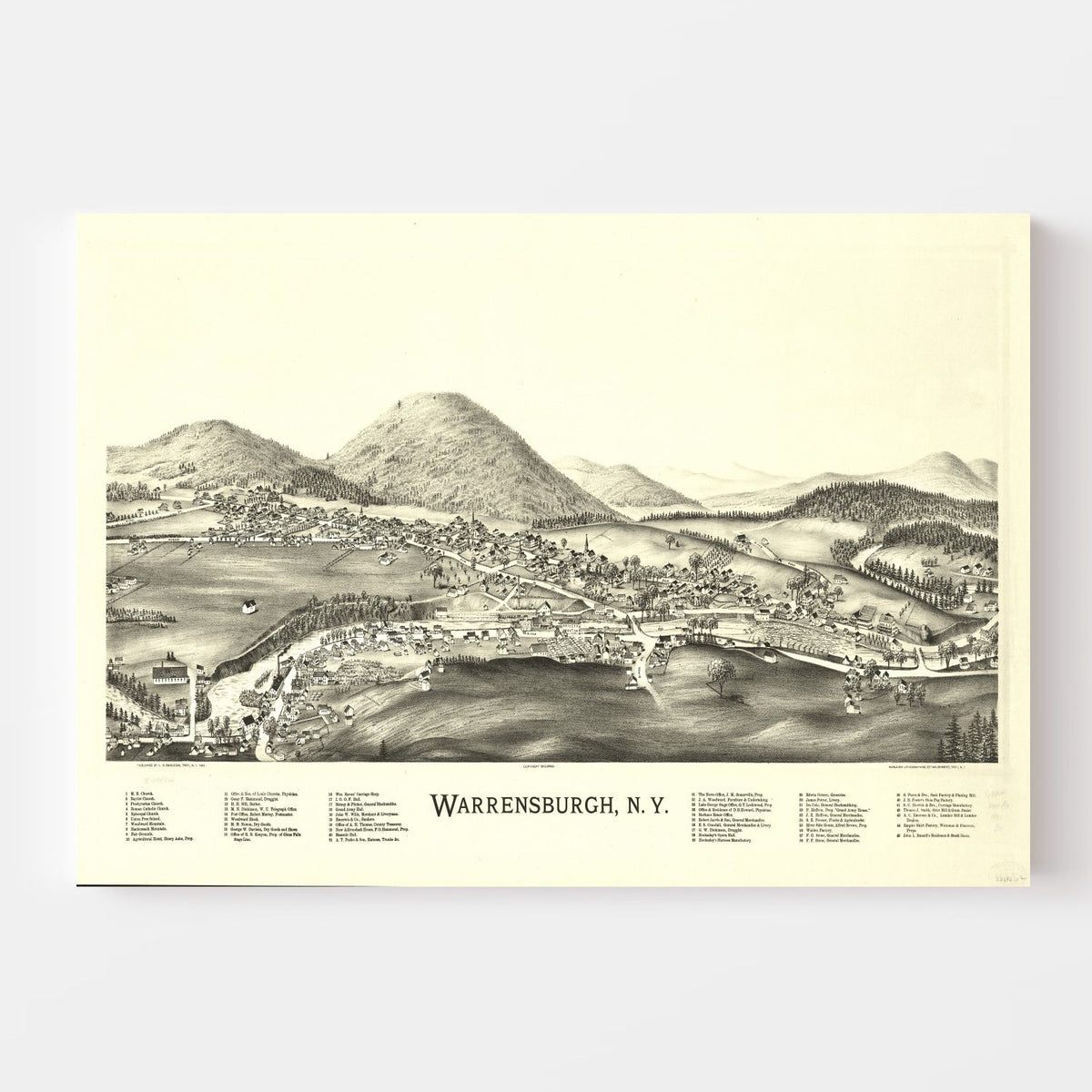 1891 Vintage Map Print Warrensburgh, New York