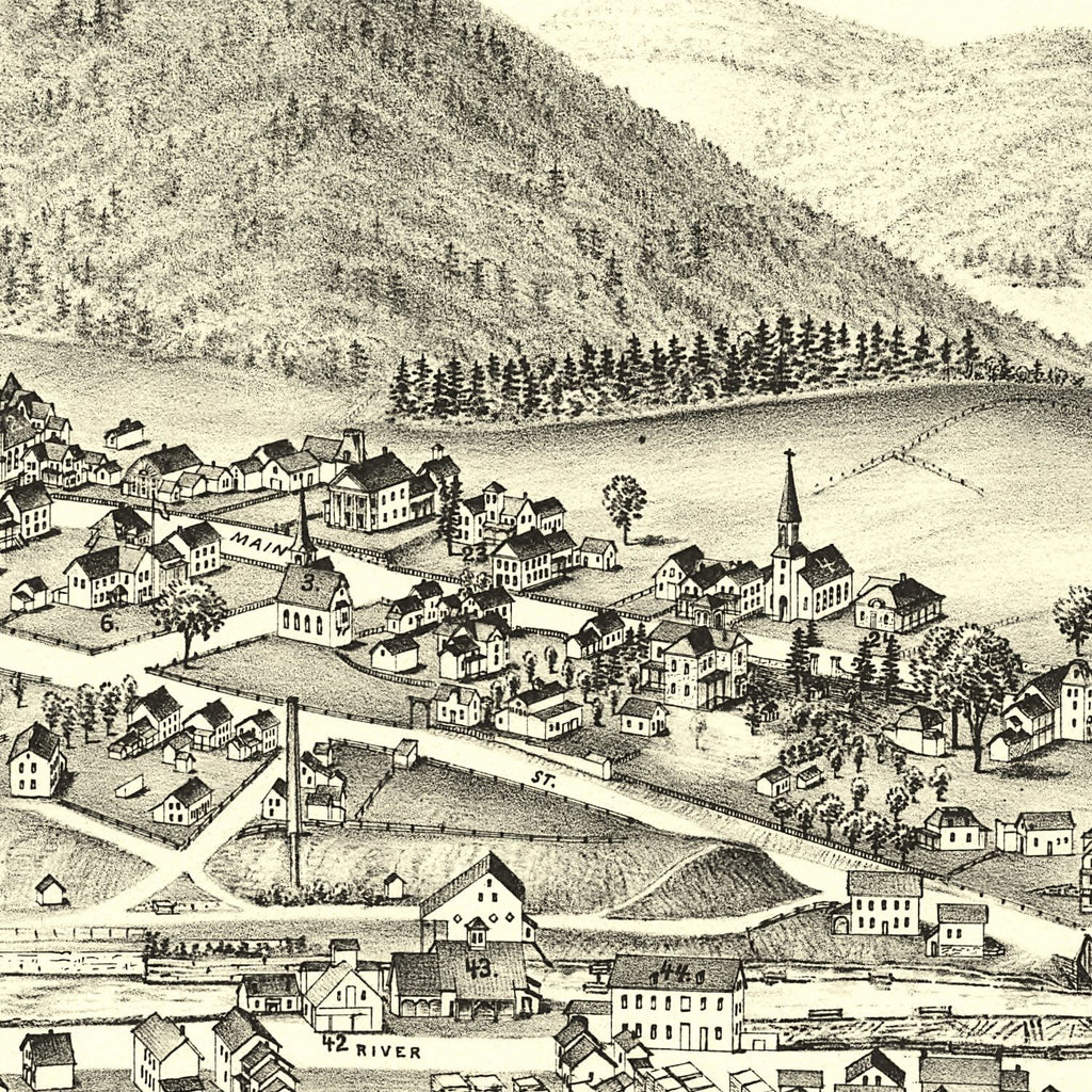1891 Vintage Map Print Warrensburgh, New York