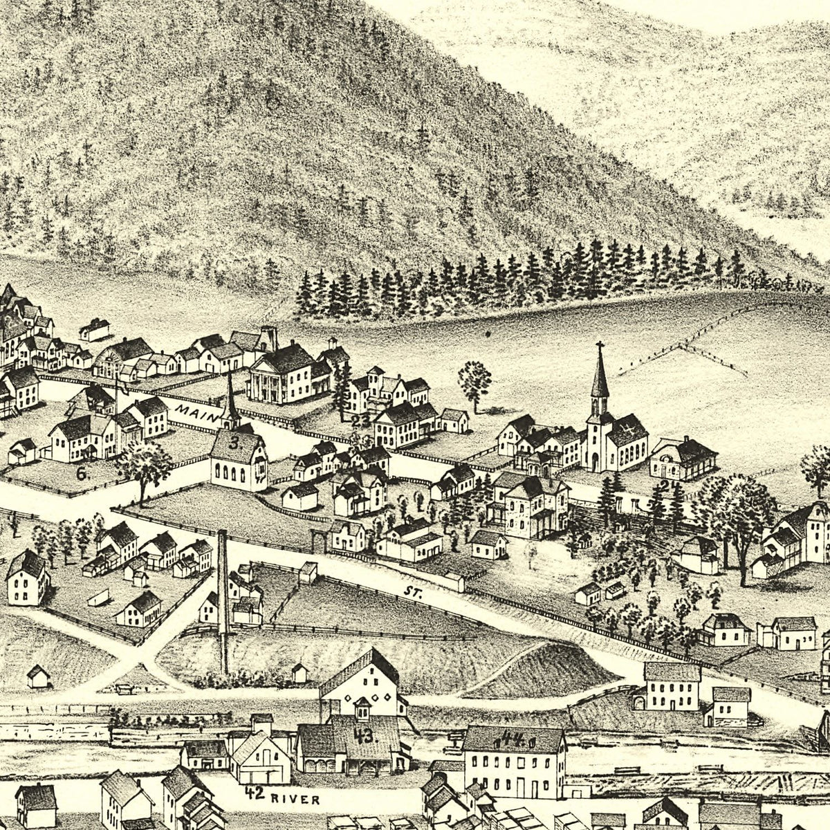 1891 Vintage Map Print Warrensburgh, New York