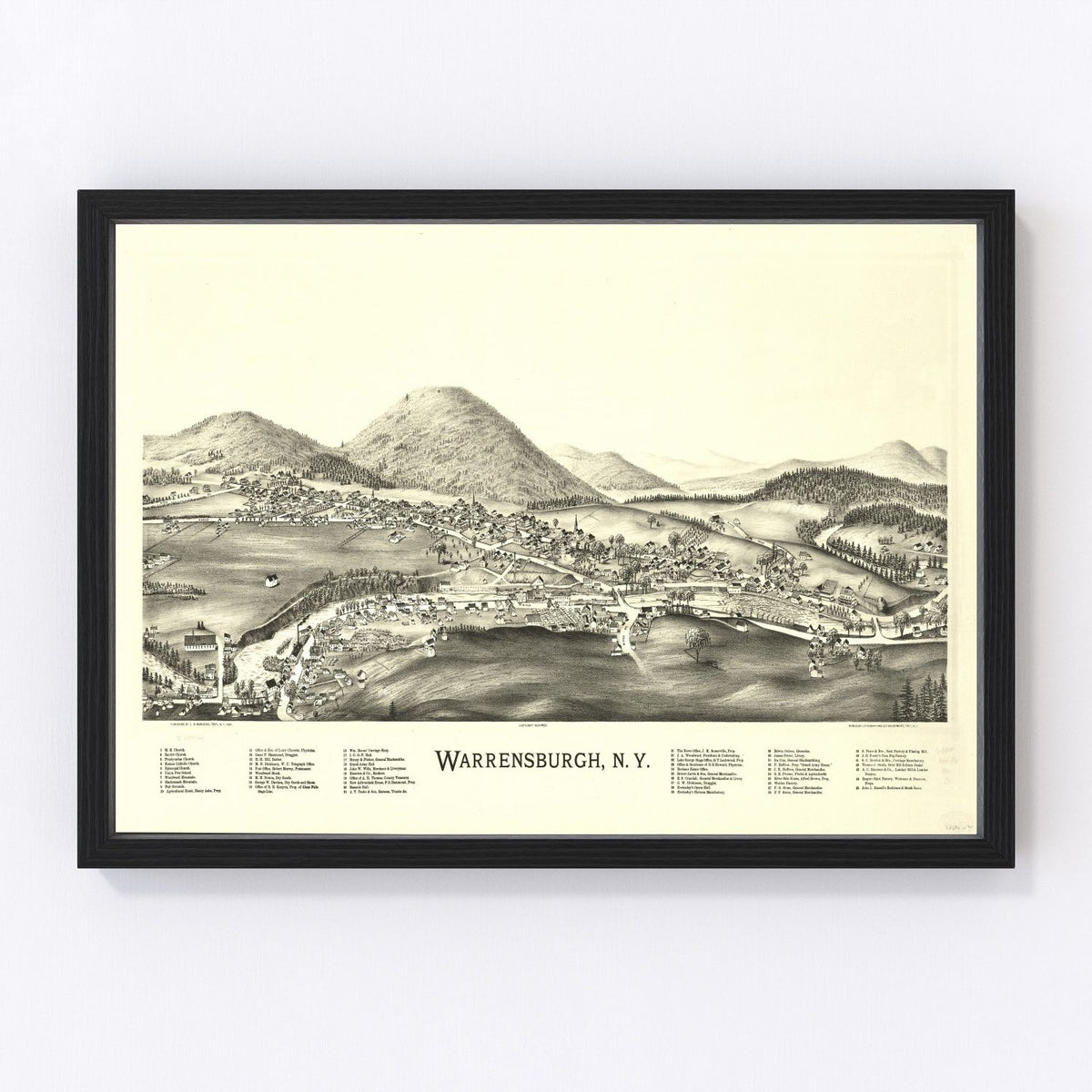 1891 Vintage Map Print Warrensburgh, New York