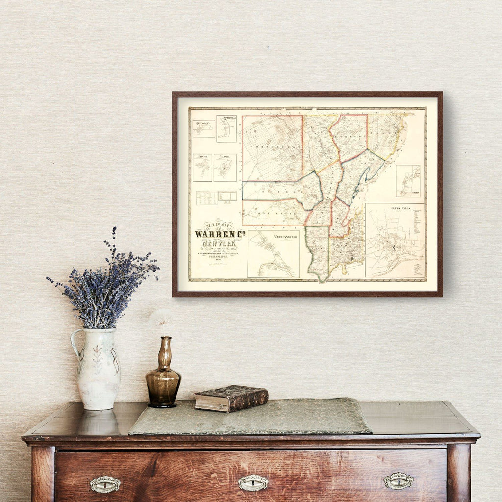 1858 Vintage Map Print of Warren County, New York