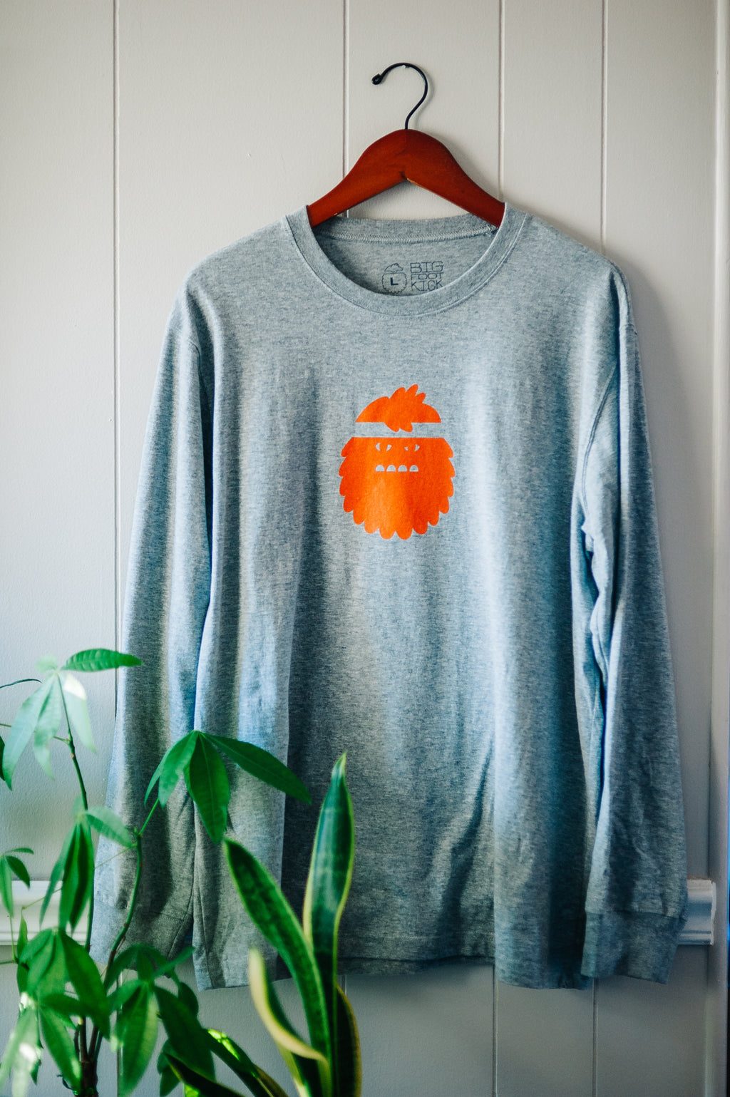 Bigfoot Long Sleeve Shirt — Gray, 100% Combed Cotton
