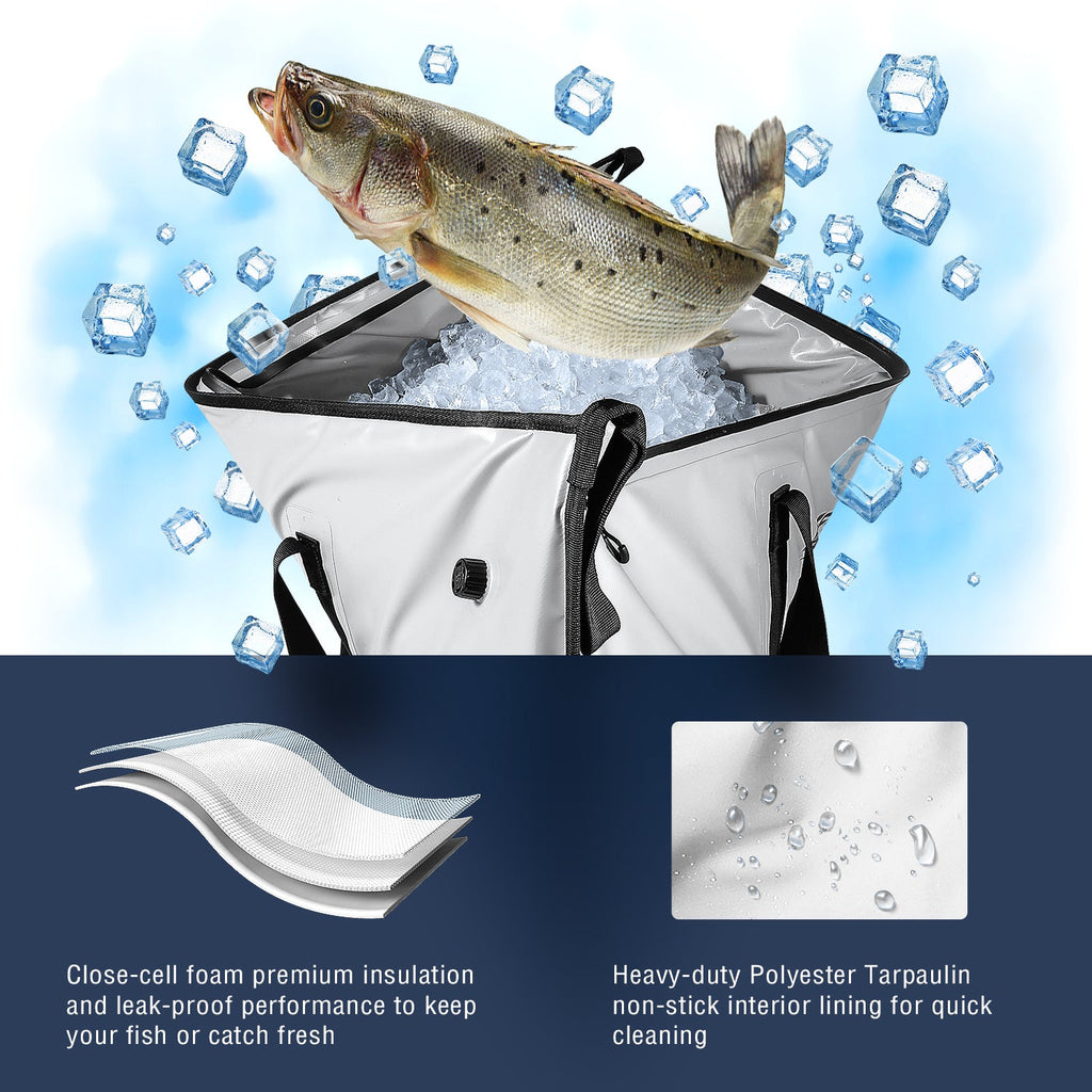 Insulated Fish Cooler Bag — 48×18", Airtight Zipper, 48hr Ice Retention