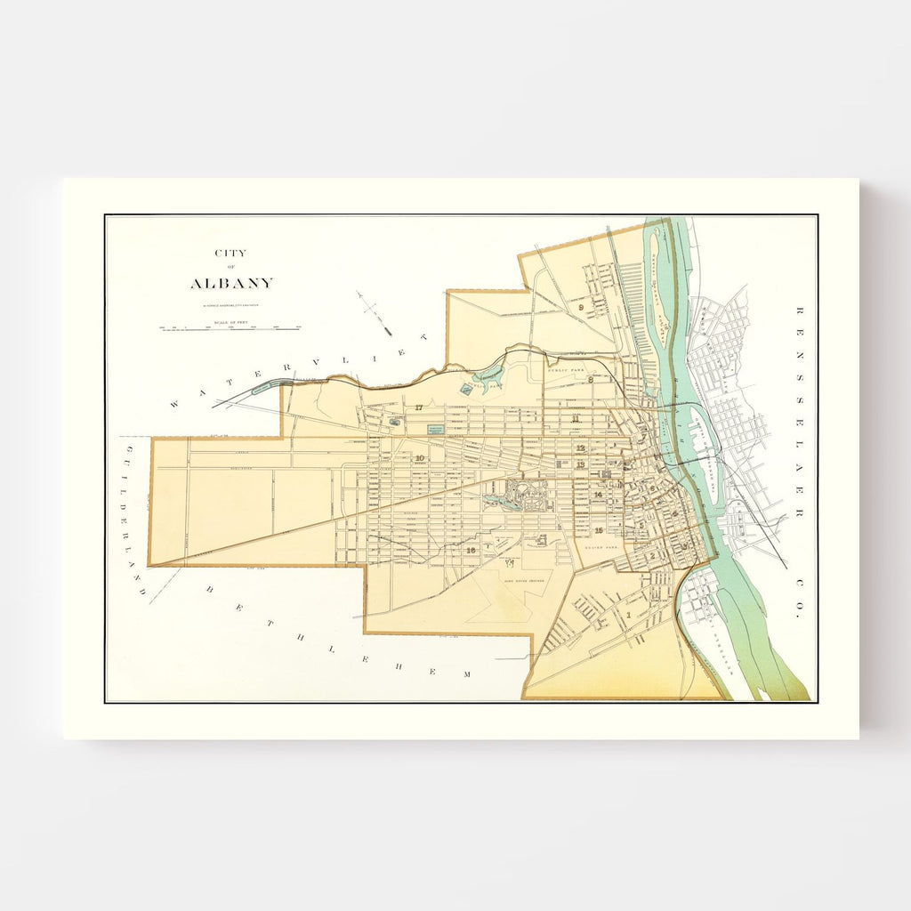 1895 Vintage Map Print of Albany, New York