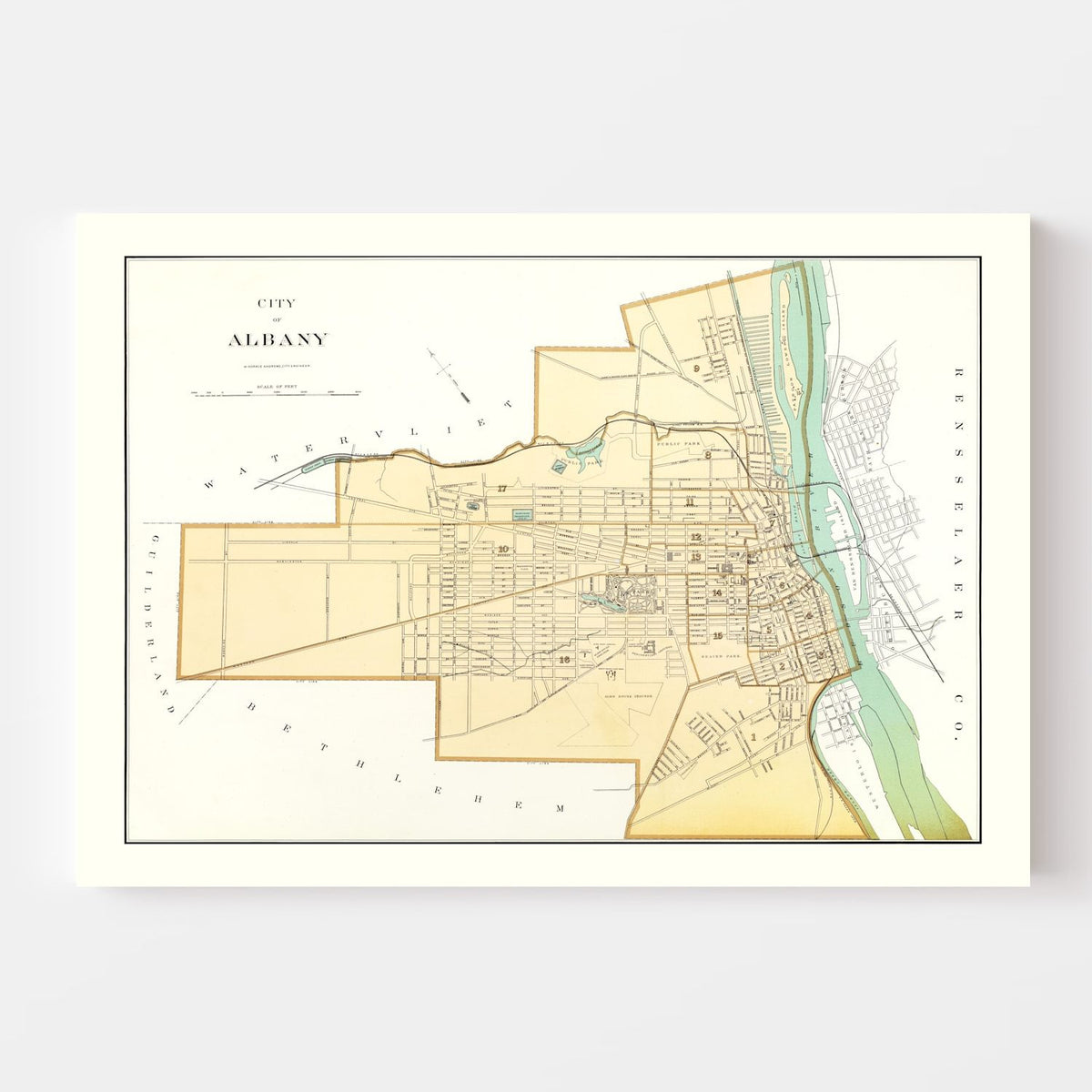 1895 Vintage Map Print of Albany, New York