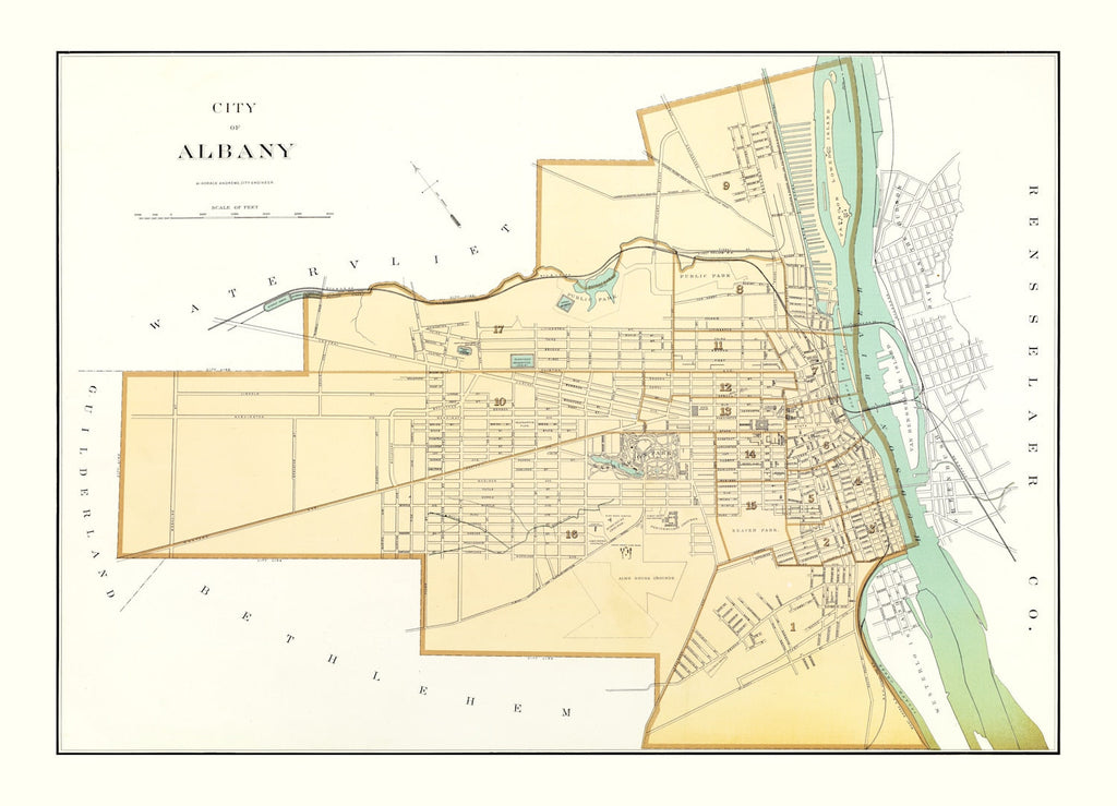1895 Vintage Map Print of Albany, New York