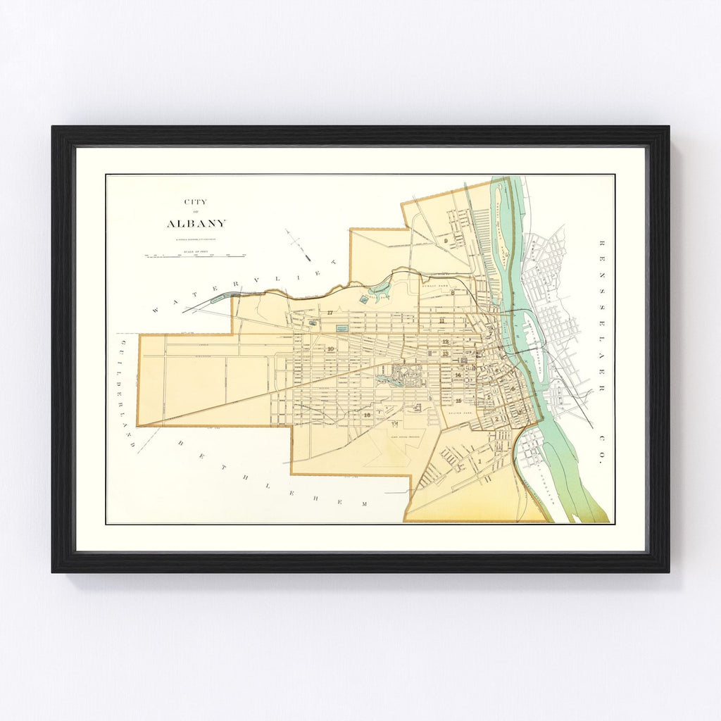 1895 Vintage Map Print of Albany, New York
