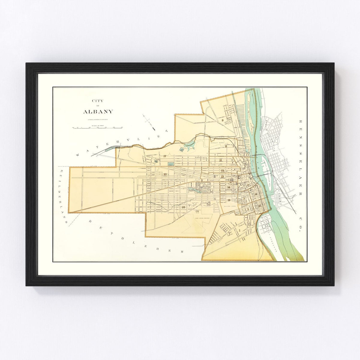 1895 Vintage Map Print of Albany, New York
