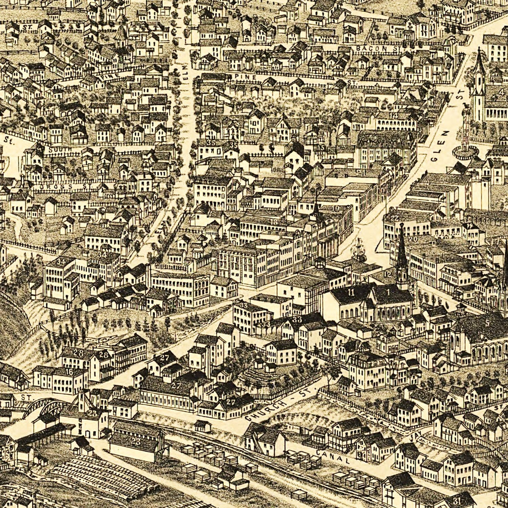 1884 Vintage Glens Falls, New York Map Print