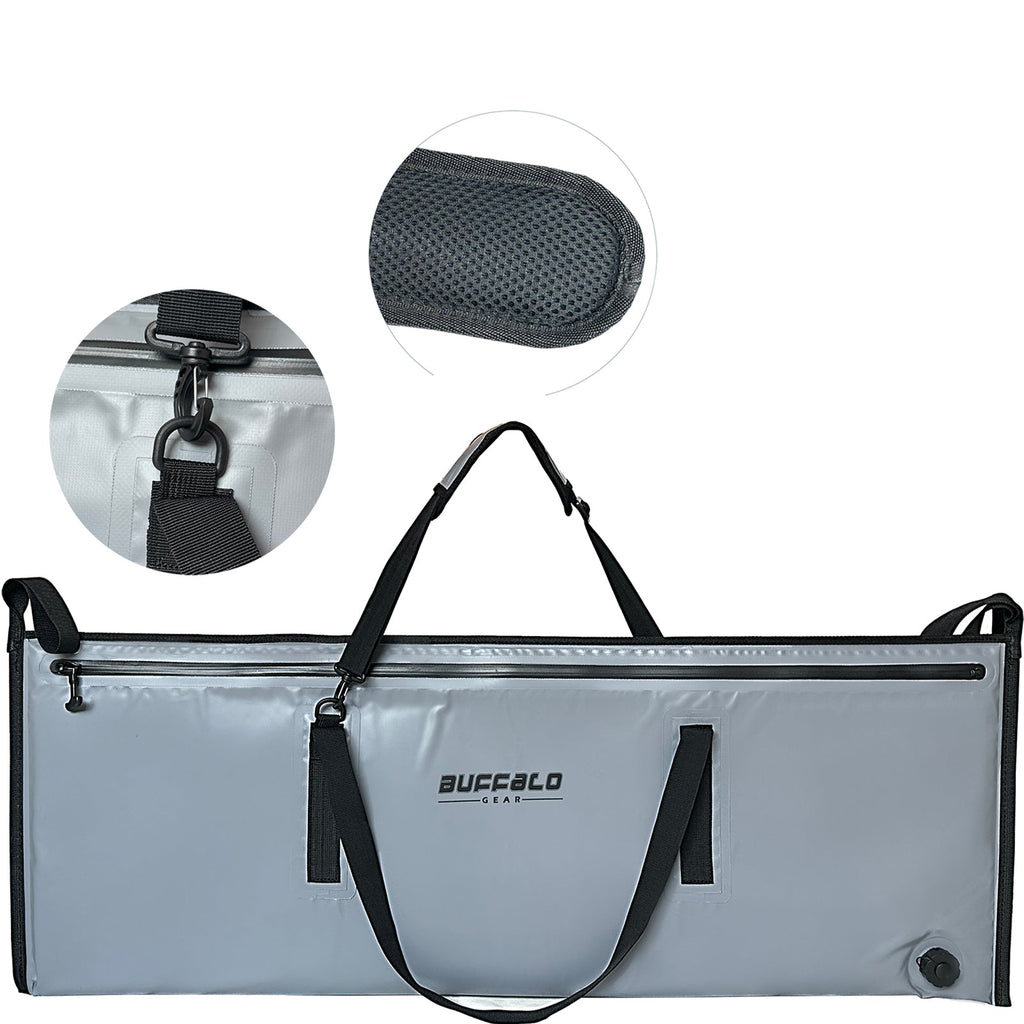 Insulated Fish Cooler Bag — 48×18", Airtight Zipper, 48hr Ice Retention