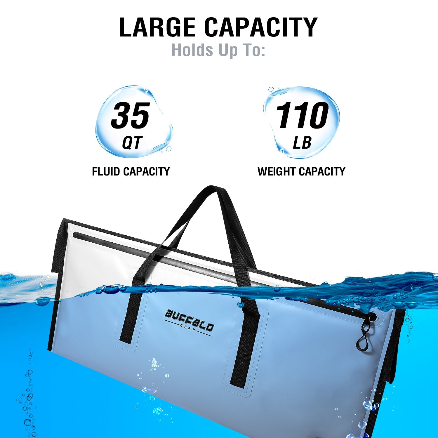 Insulated Fish Cooler Bag — 40×18", Airtight Zipper, 48hr Ice Retention
