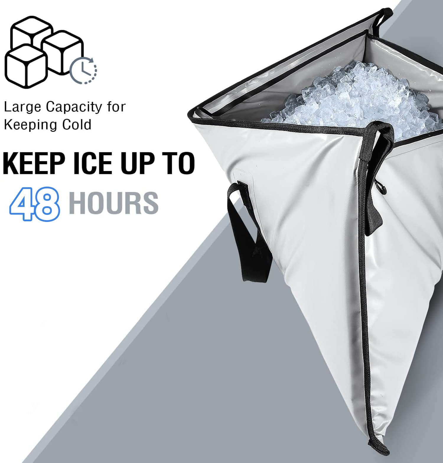 Insulated Fish Cooler Bag — 40×18", Airtight Zipper, 48hr Ice Retention