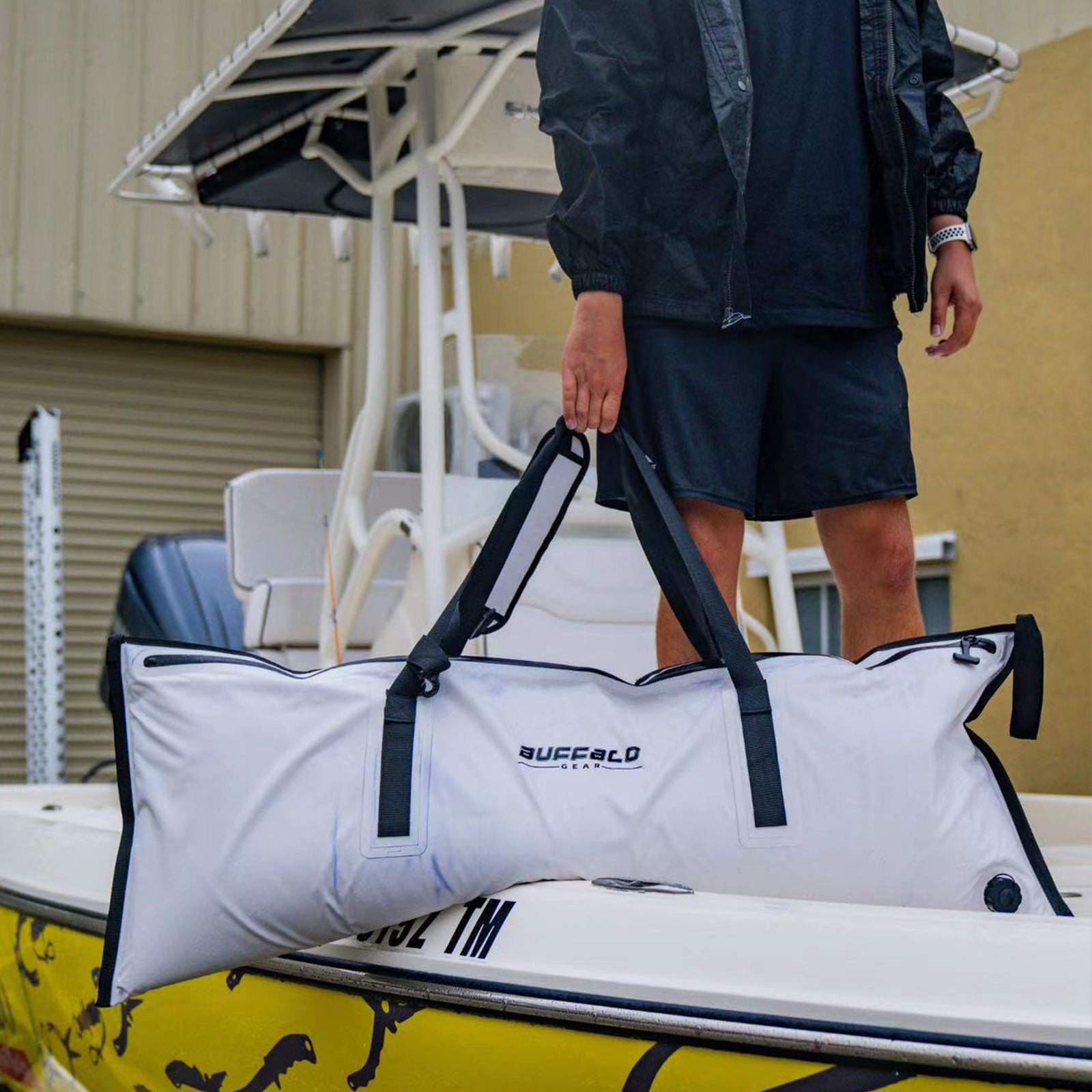 Insulated Fish Cooler Bag — 48×18", Airtight Zipper, 48hr Ice Retention