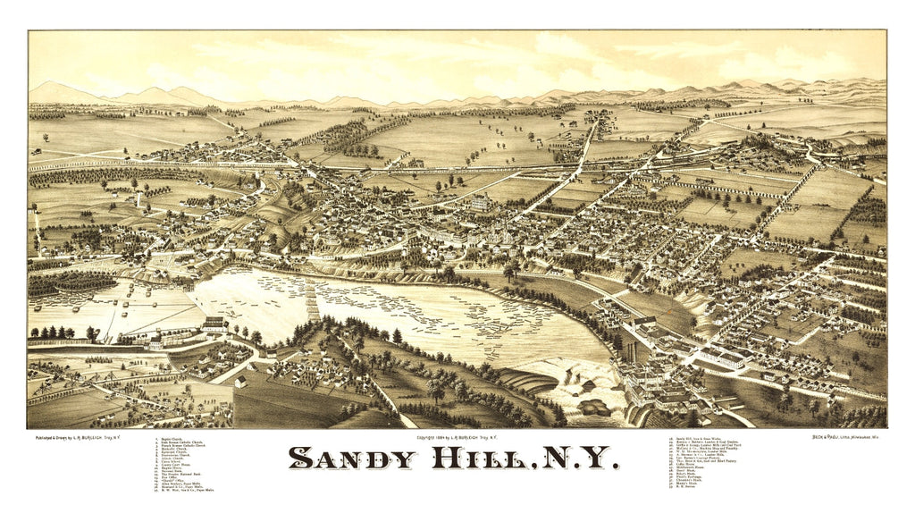 Vintage Map of Sandy Hill (Hudson Falls), New York — 1884