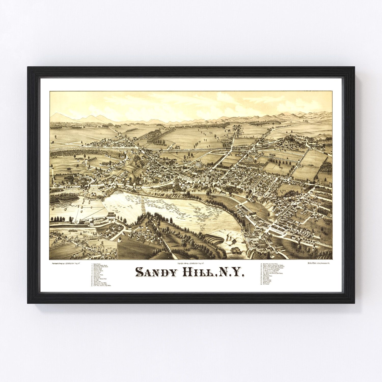Vintage Map of Sandy Hill (Hudson Falls), New York — 1884
