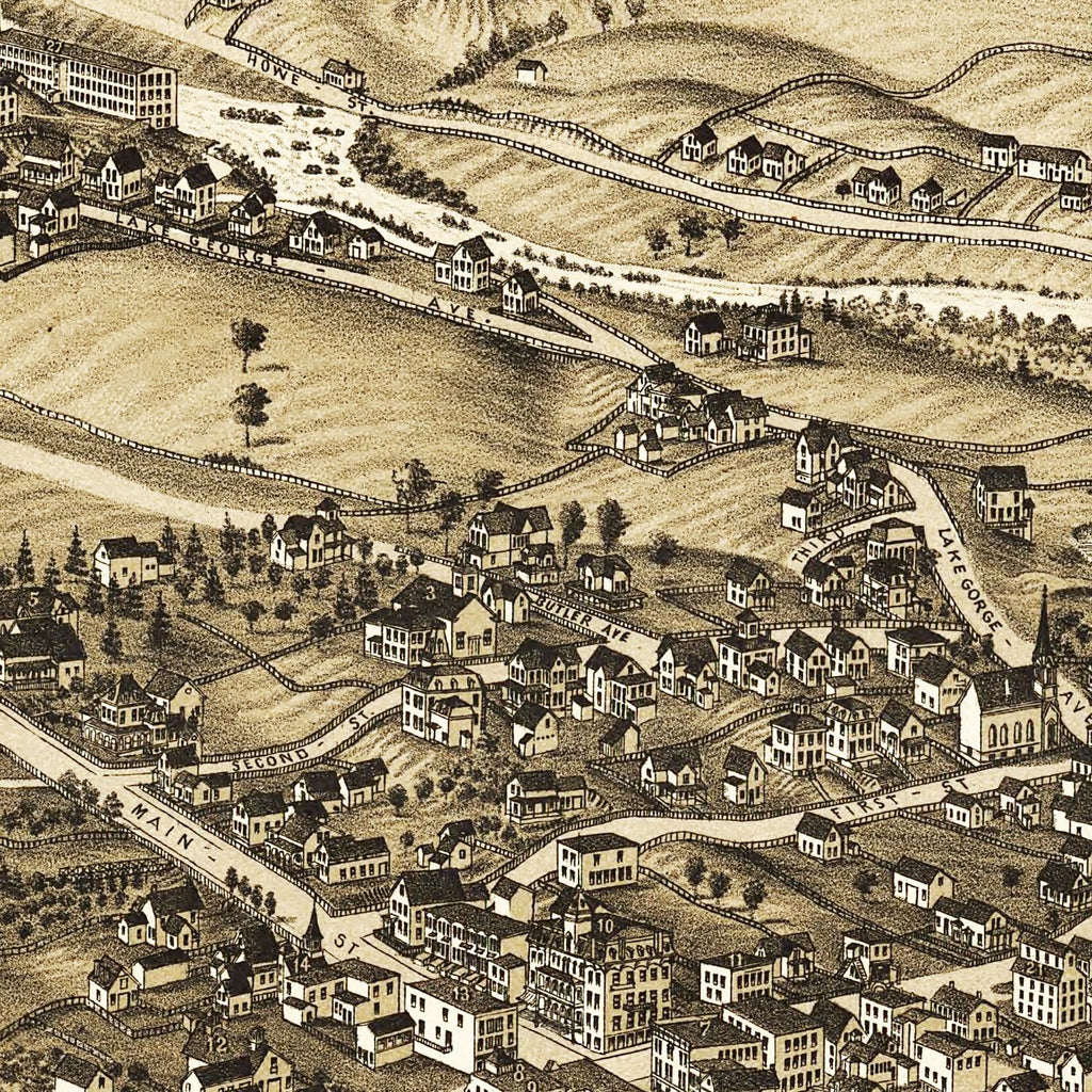 1884 Vintage Map Print of Ticonderoga, New York