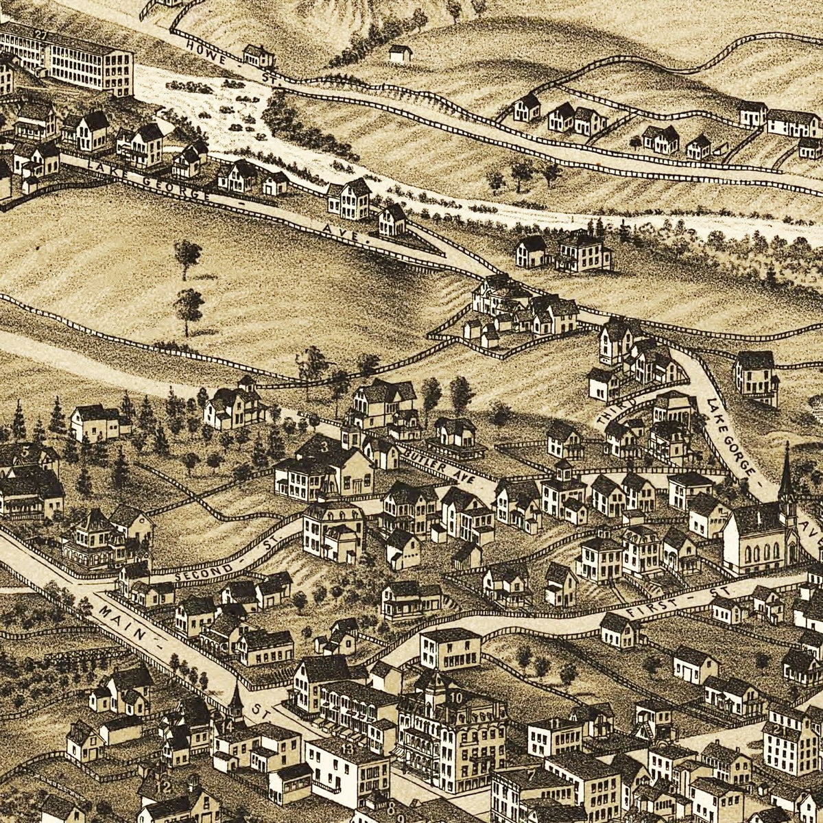 1884 Vintage Map Print of Ticonderoga, New York