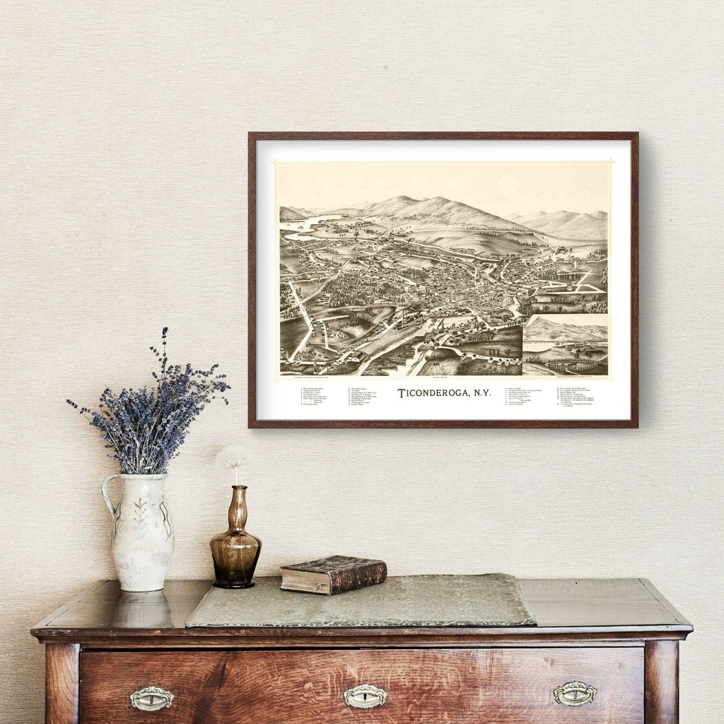 1891 Vintage Map Print of Ticonderoga, New York