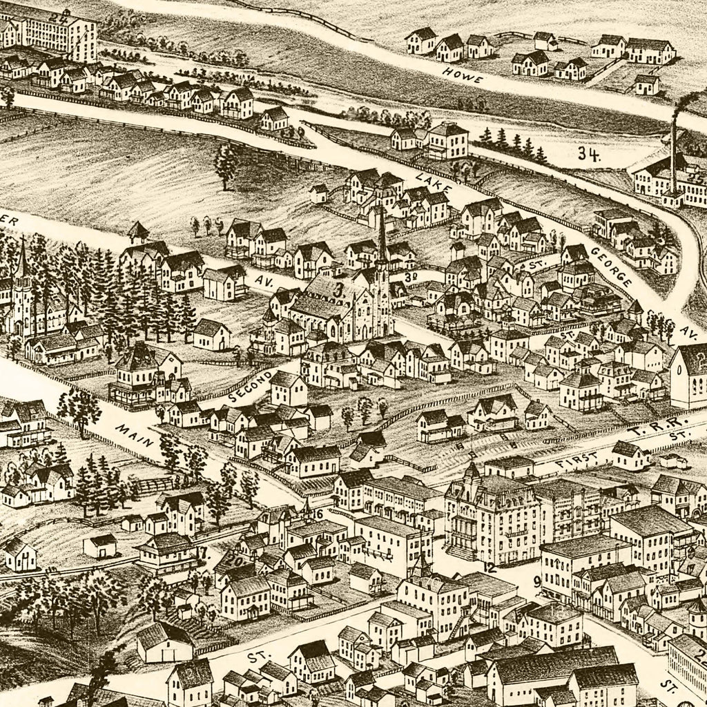 1891 Vintage Map Print of Ticonderoga, New York